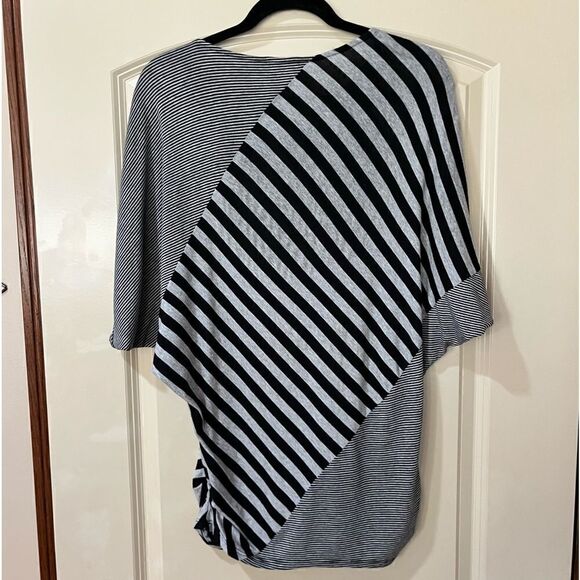 ANTHROPOLOGIE ELLA MOSS Stripe Short Sleeve Tunic Top Black Gray Women’s Small - Picture 2 of 6
